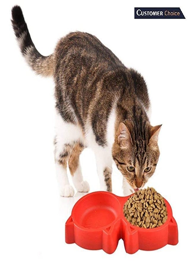 Pups&Pets وعاء طعام وماء مزدوج على شكل وجه قطة من Pups&Pets للكلاب والقطط (لون أحمر) - عبوة من قطعة واحدة - Image 4